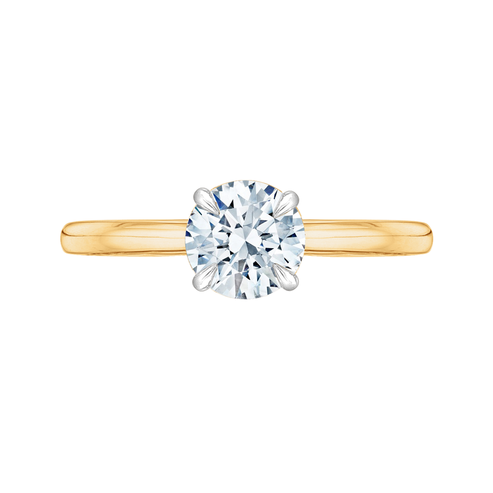 14K Two-Tone Gold Round Cut Diamond Solitaire Engagement Ring (Semi-Mount)