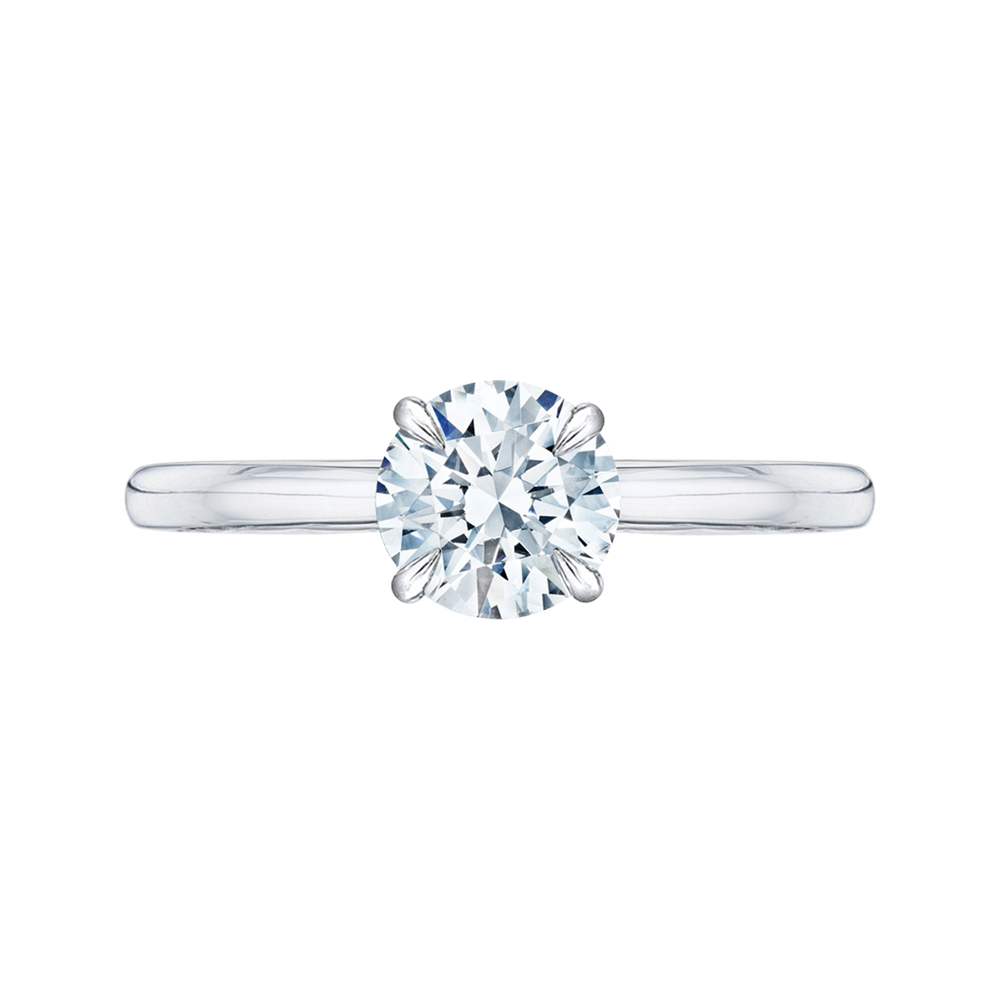 18K White Gold Round Cut Diamond Engagement Ring (Semi-Mount)