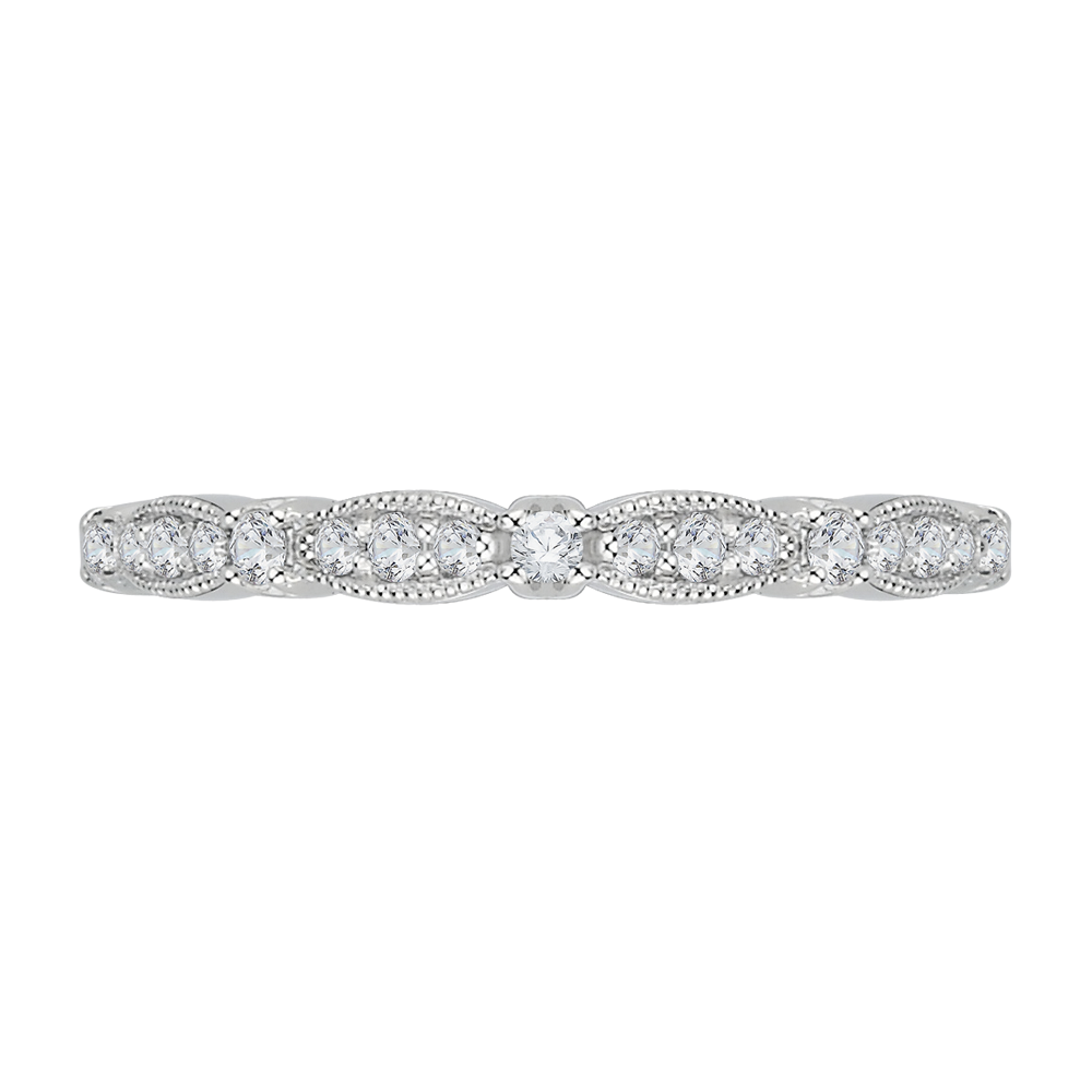 18K White Gold .14 Ct Diamond Carizza  Wedding Band