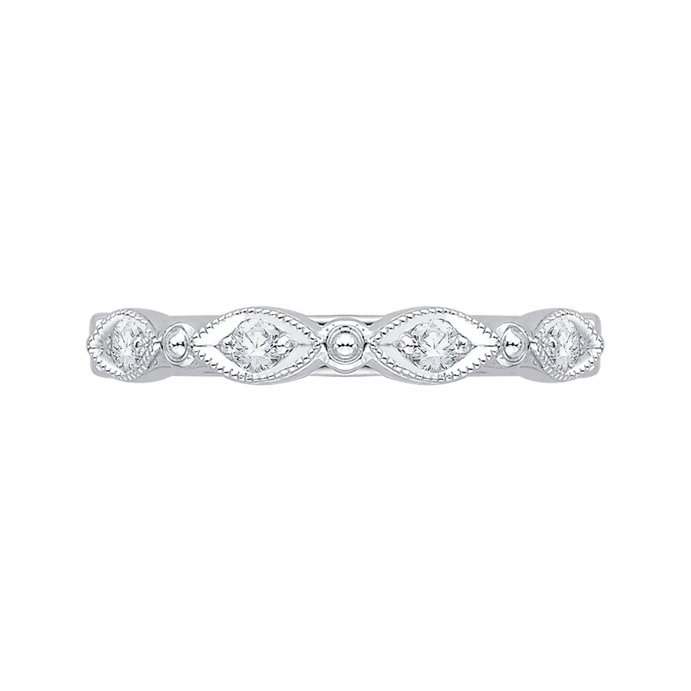 18K White Gold 1/5 Ct Diamond Carizza  Wedding Band