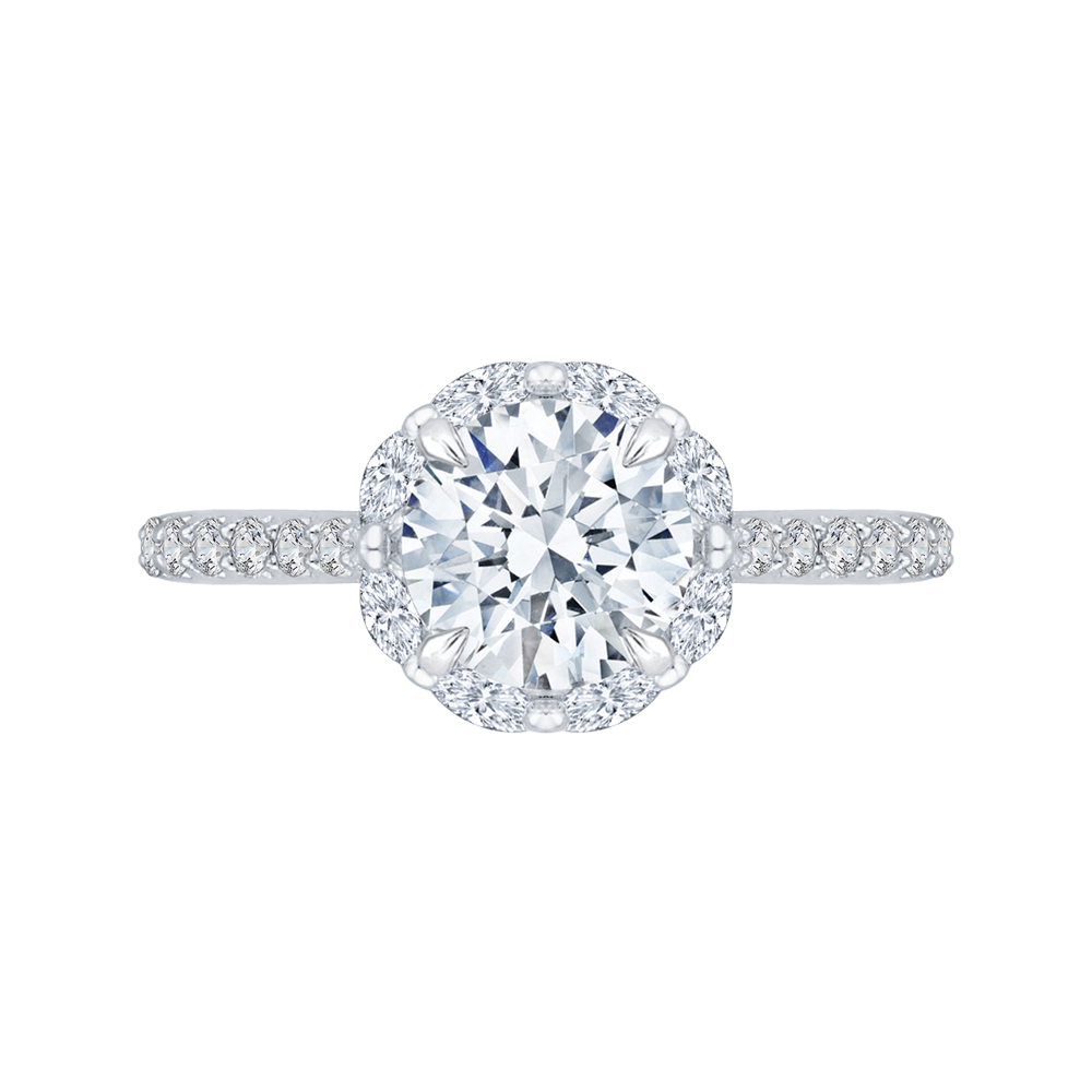 18K White Gold 1 1/4 Ct Round Cut Diamond Engagement Ring (Semi-Mount)