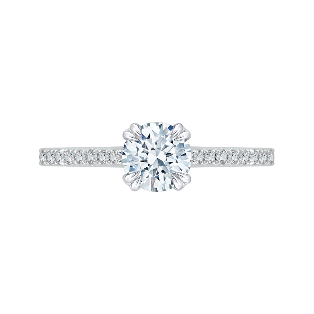 18K Two-Tone Gold  1/3 Ct Round Cut Diamond Engagement Ring (Semi-Mount)