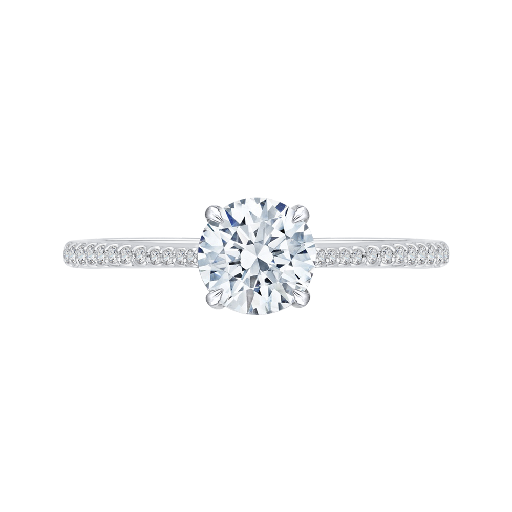 18K White Gold 1/2 Ct Round Cut Diamond Engagement Ring (Semi-Mount)