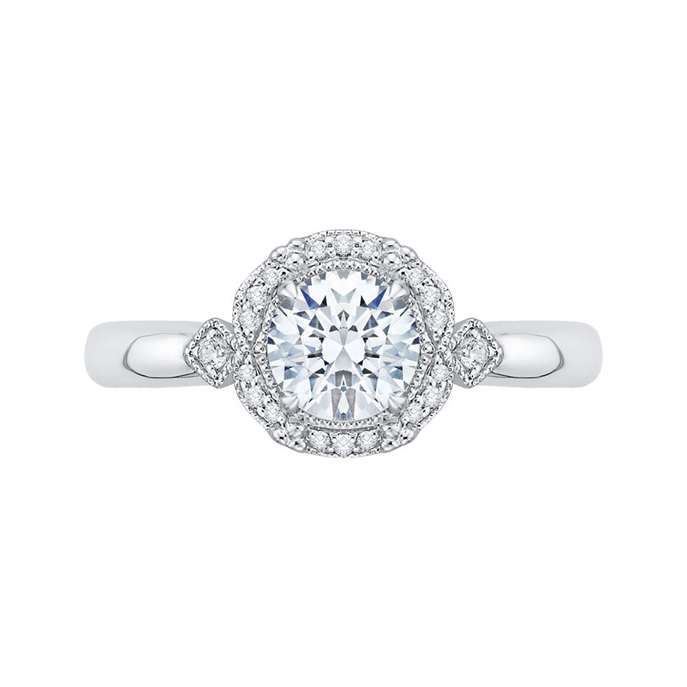 18K White Gold .10 Ct Round Cut Diamond Engagement Ring (Semi-Mount)