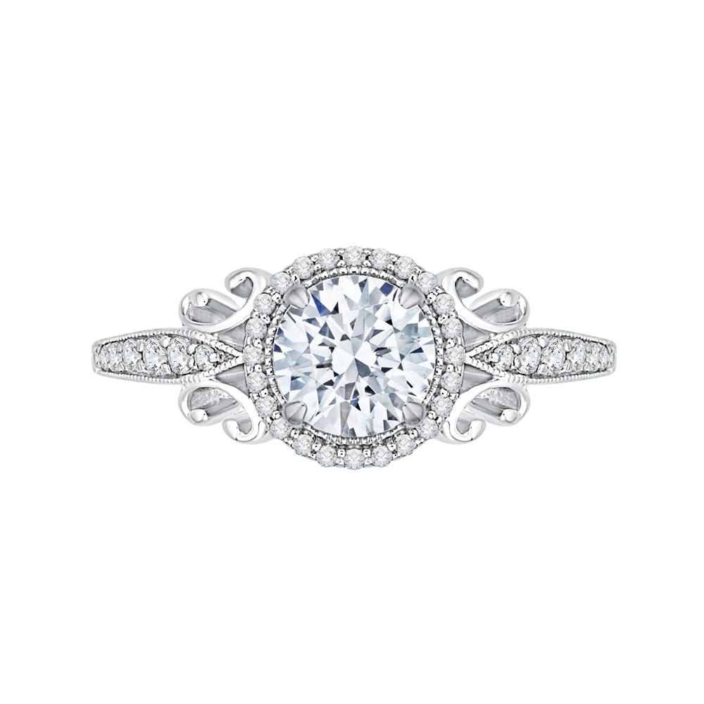 18K White Gold 3/8 Ct Round Cut Diamond Engagement Ring (Semi-Mount)