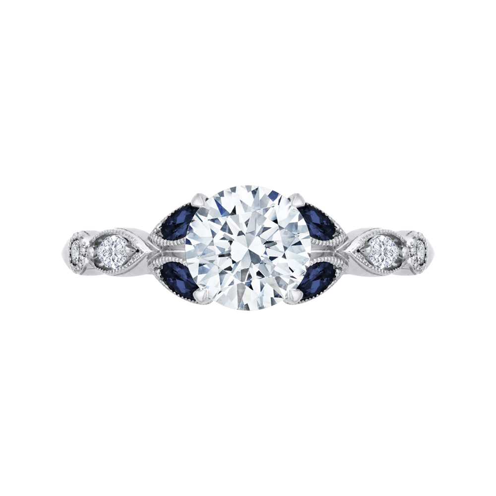 18K White Gold 1/5 Ct Round Cut Diamond Engagement Ring (Semi-Mount)