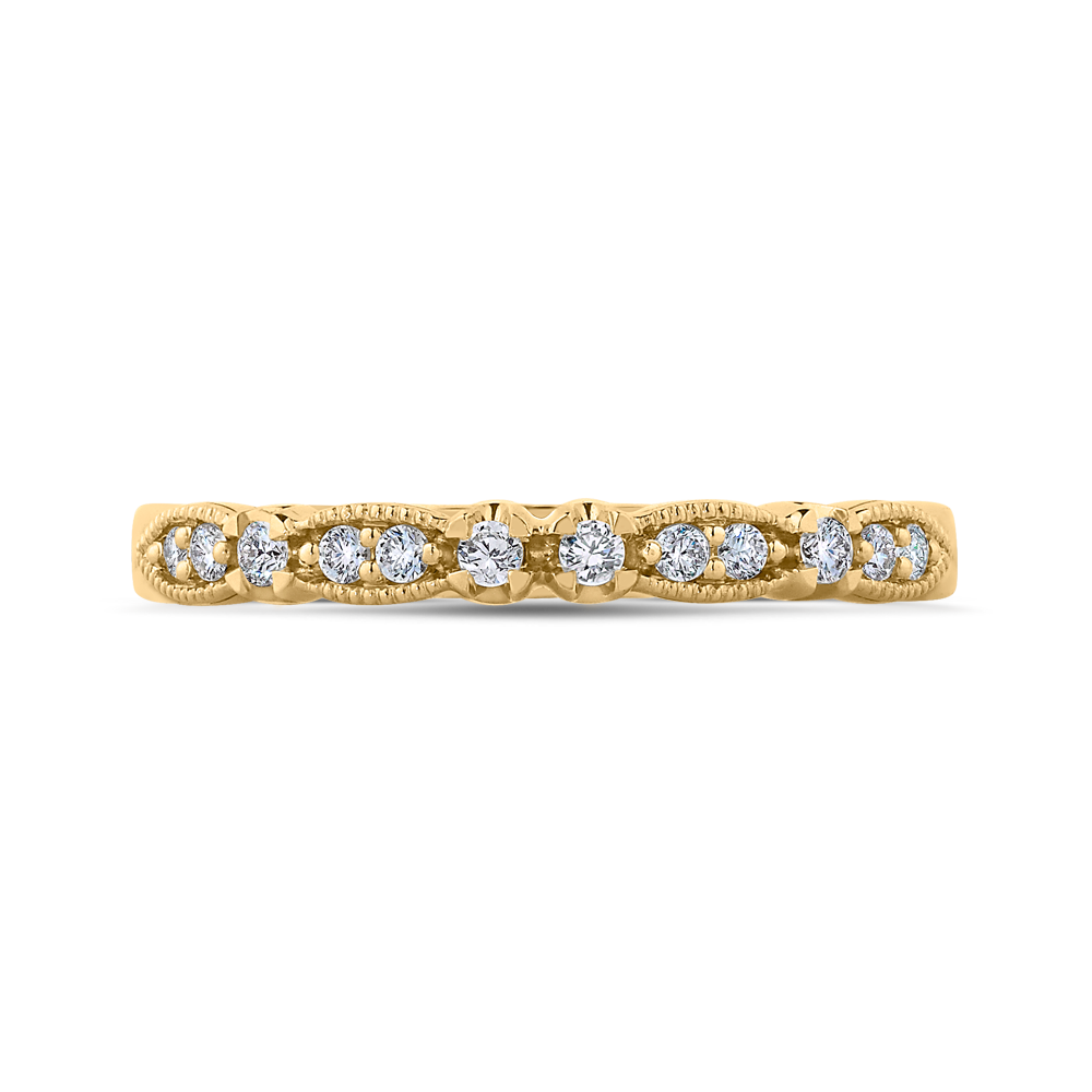 14K Yellow Gold Round Diamond Wedding Band