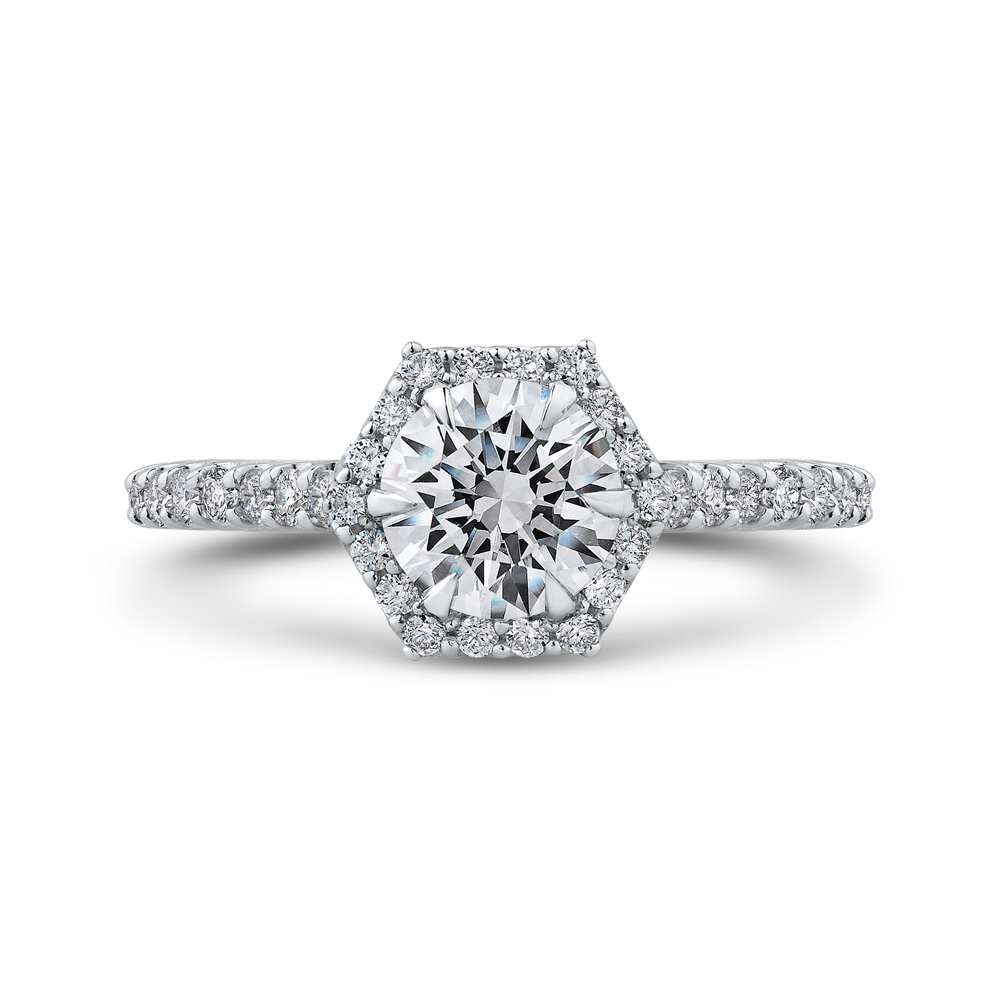 14K White Gold 1/2 Ct Round Cut Diamond Engagement Ring (Semi-Mount)