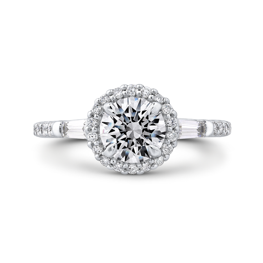 14K White Gold 1/4 Ct Round Cut Diamond Engagement Ring (Semi-Mount)