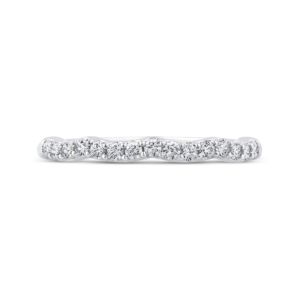 14K White Gold 1/4 Ct Diamond Carizza  Wedding Band