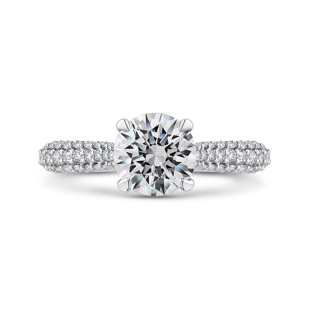 14K White Gold 3/8 Ct Round Cut Diamond Engagement Ring (Semi-Mount)