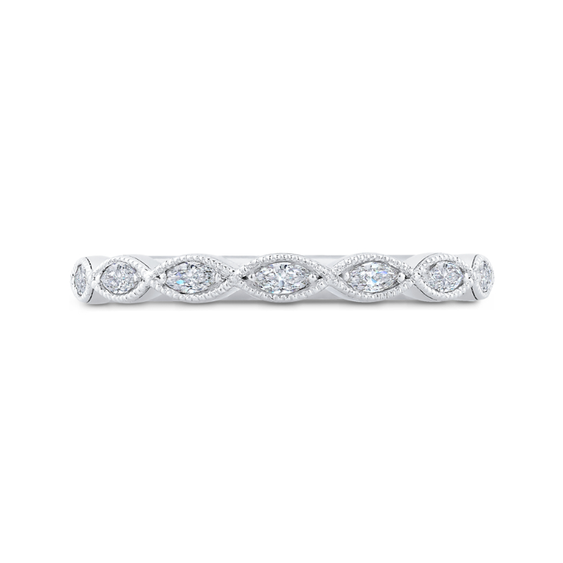 14K White Gold Marquise Diamond Wedding Band