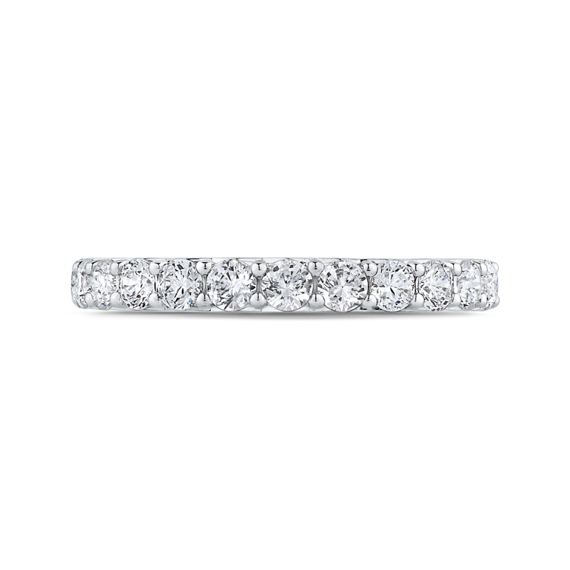 Round Diamond Half-Eternity Wedding Band In 14K White Gold