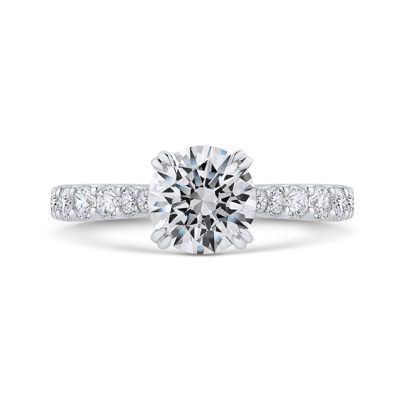 Round Diamond Engagement Ring In 14K White Gold (Semi-Mount)