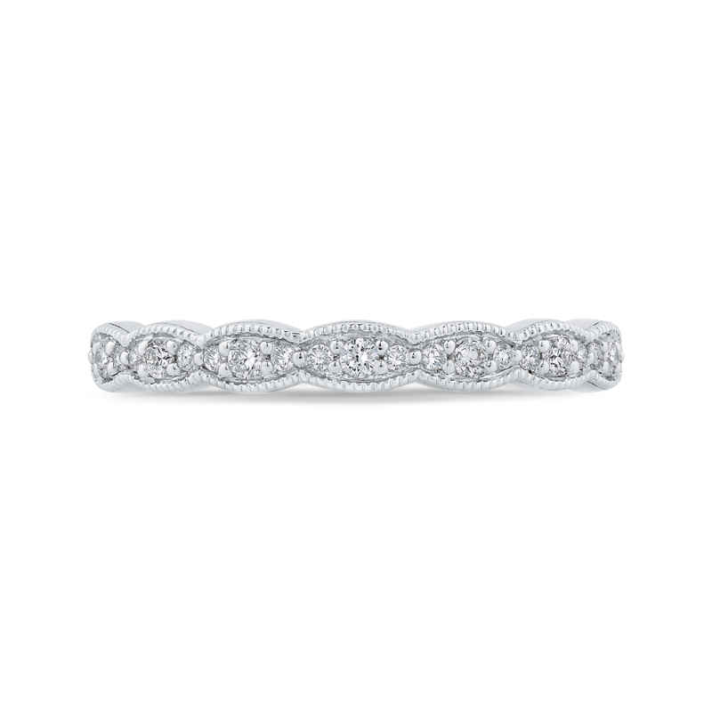 Round Diamond Half-Eternity Wedding Band In 14K White Gold