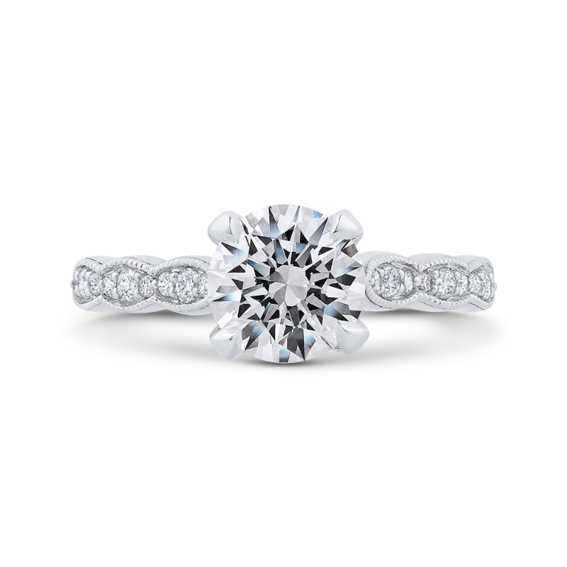 14K White Gold Round Diamond Engagement Ring (Semi-Mount)