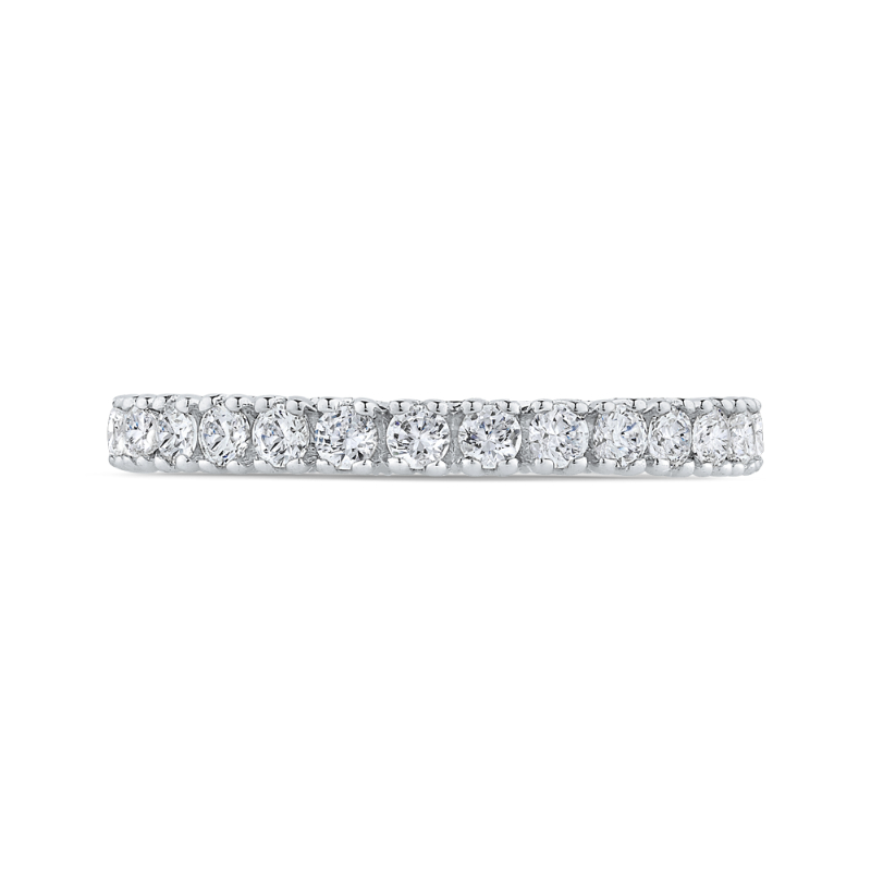 Round Diamond Half-Eternity Wedding Band In 14K White Gold with Euro Shank