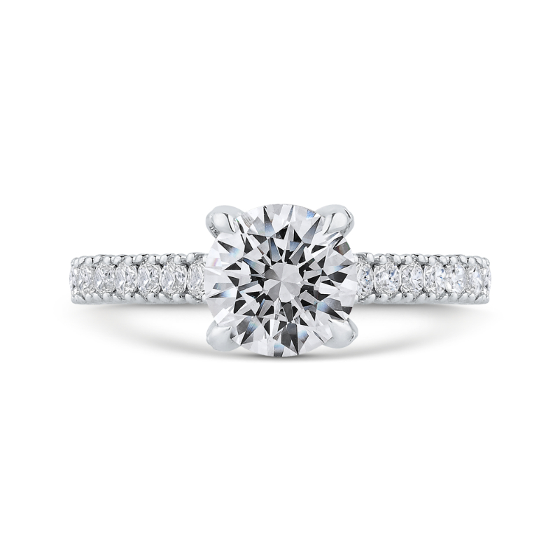 14K White Gold Round Diamond Engagement Ring with Euro Shank (Semi-Mount)