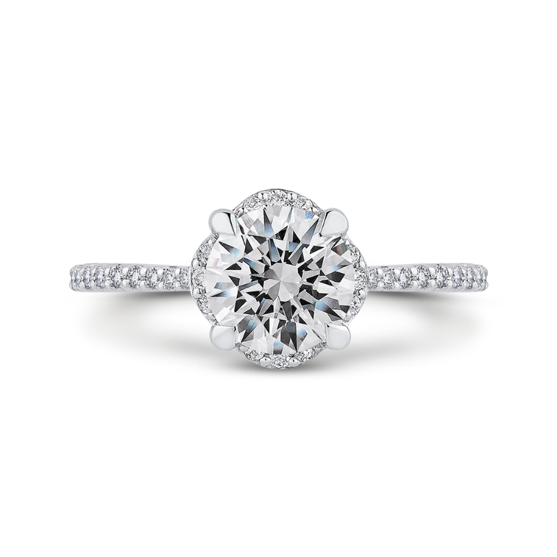 14K White Gold Round Diamond Engagement Ring (Semi-Mount)