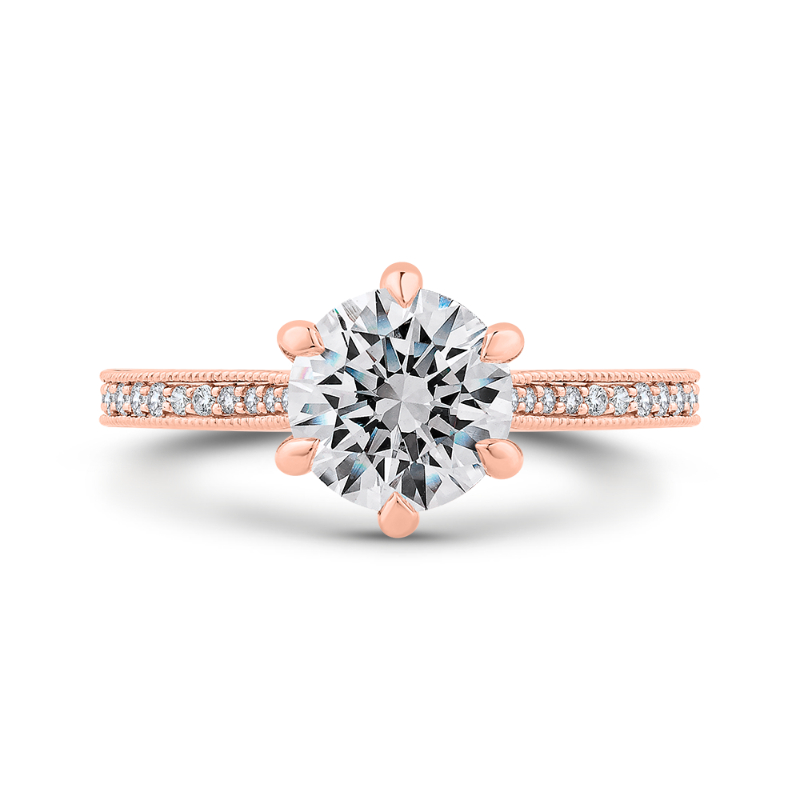 14K Rose Gold Round Diamond Engagement Ring (Semi-Mount)