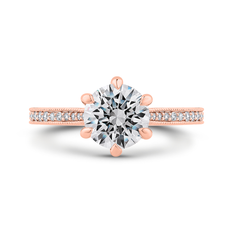 14K Rose Gold Round Diamond Engagement Ring (Semi-Mount)