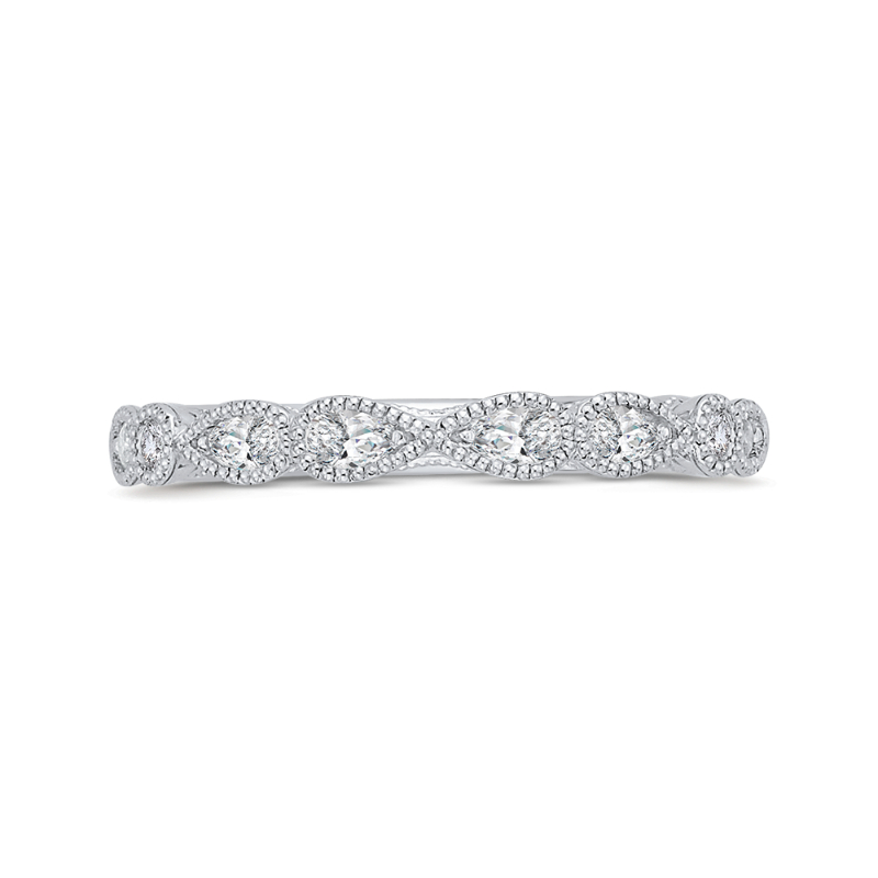 14K White Gold Pear and Round Diamond Half-Eternity Wedding Band