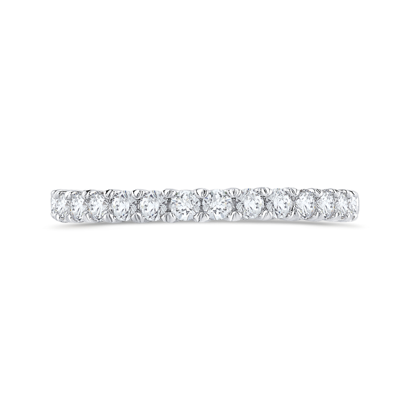 Round Cut Diamond Half-Eternity Wedding Band In 14K White Gold