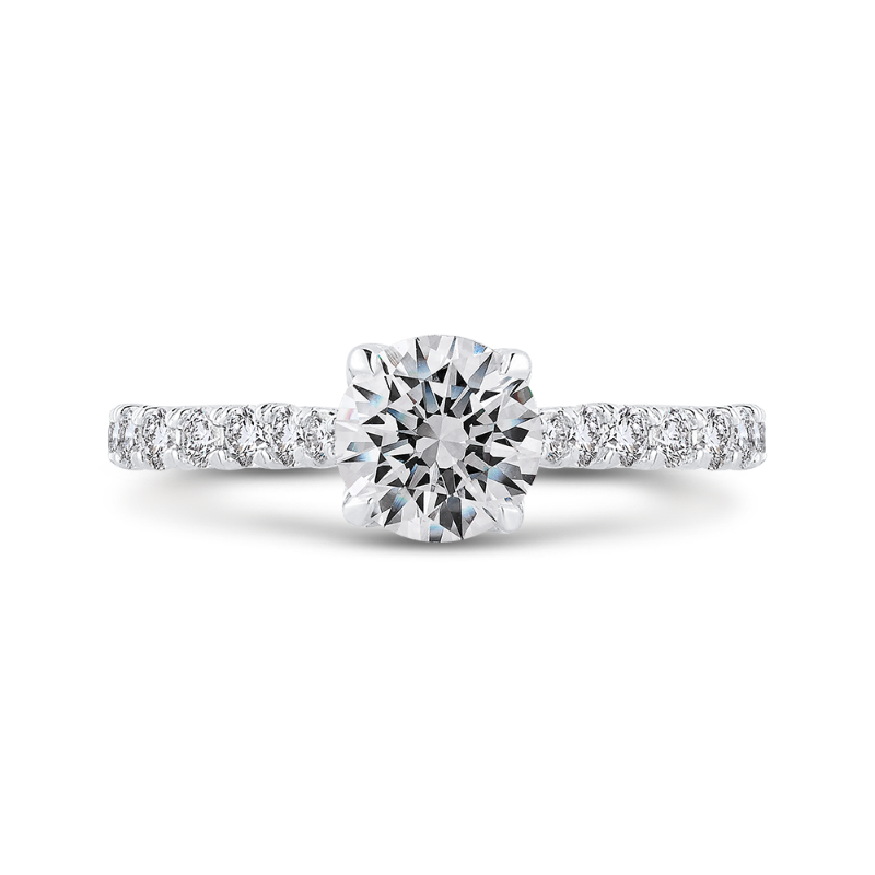 14K White Gold Round Diamond Engagement Ring (Semi-Mount)