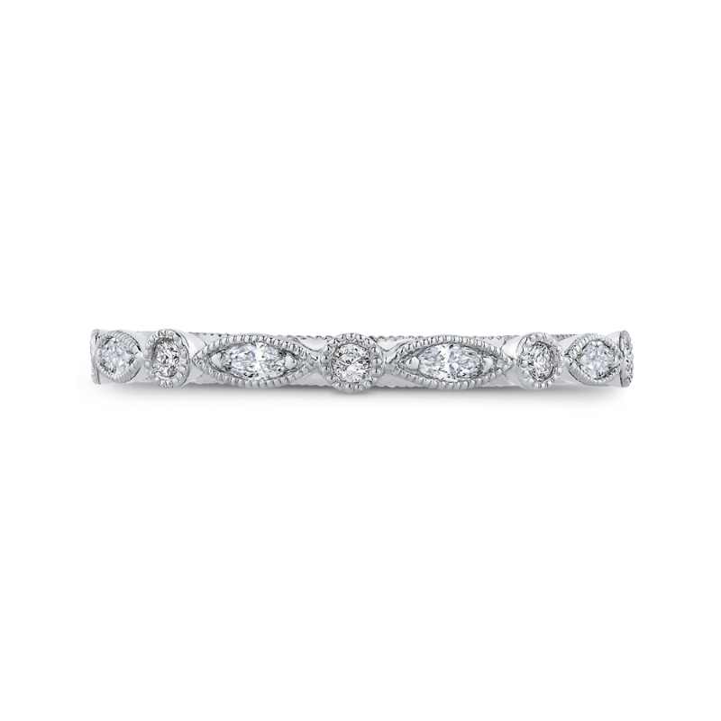 14K White Gold Round Diamond Half-Eternity Wedding Band