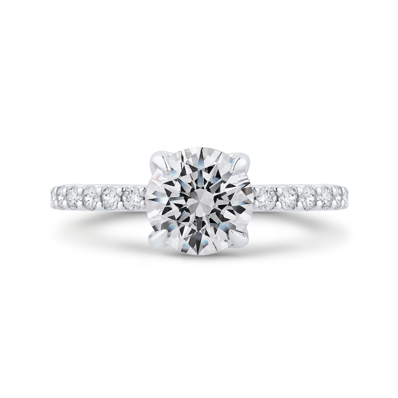 Round Diamond Engagement Ring In 14K White Gold (Semi-Mount)