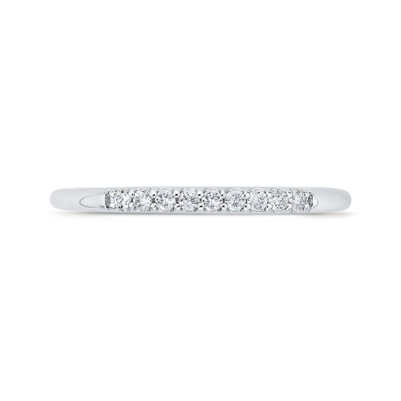 14K White Gold Round Diamond Wedding Band with Euro Shank