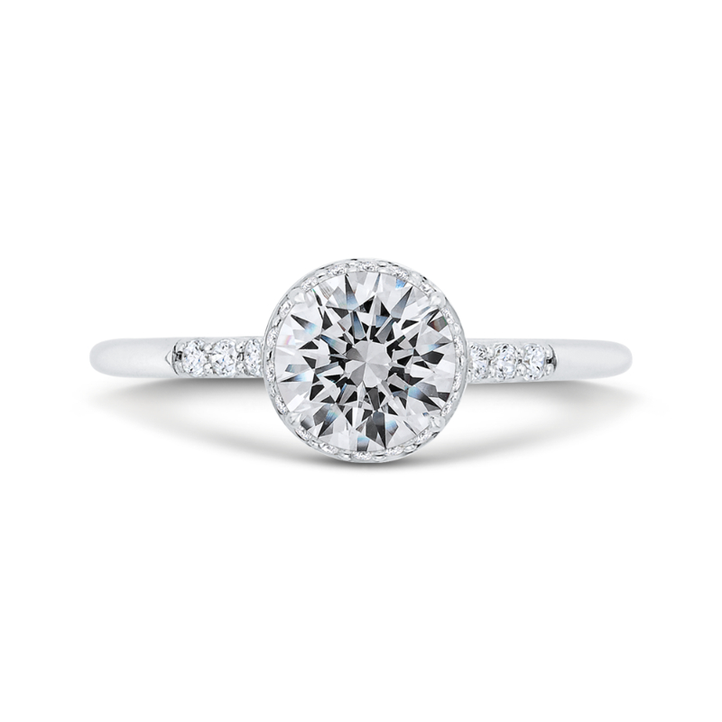 14K White Gold Diamond Engagement Ring with Euro Shank (Semi-Mount)