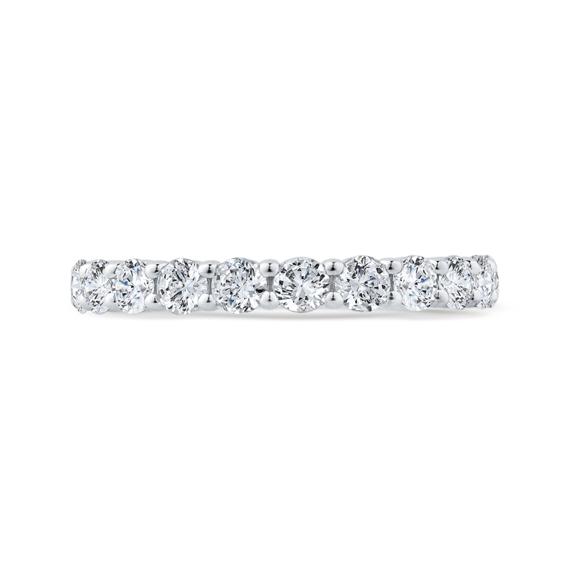 Round Diamond Half-Eternity Wedding Band In 14K White Gold