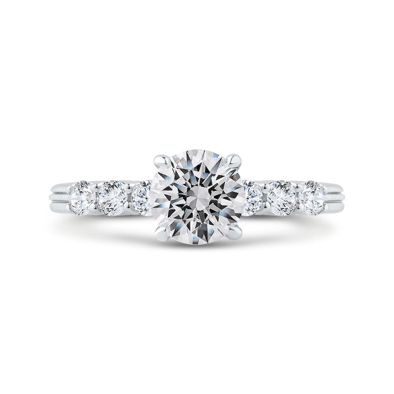 14K White Gold Diamond Engagement Ring with Euro Shank (Semi-Mount)