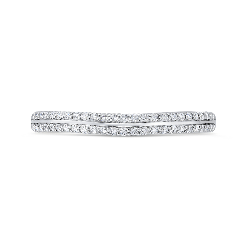 14K White Gold Double Row Diamond Wedding Band with Euro Shank