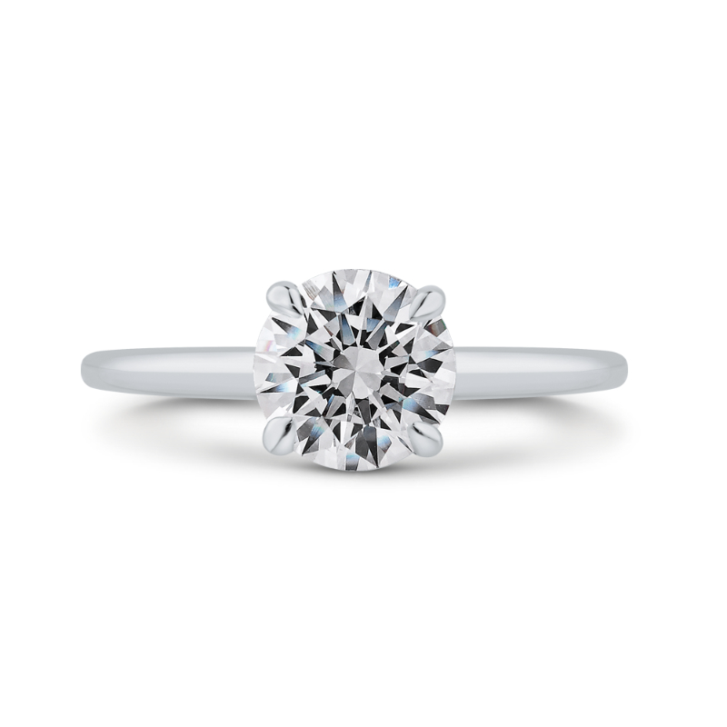 14K White Gold Round Diamond Solitaire Plus Engagement Ring with Milgrain (Semi-Mount)