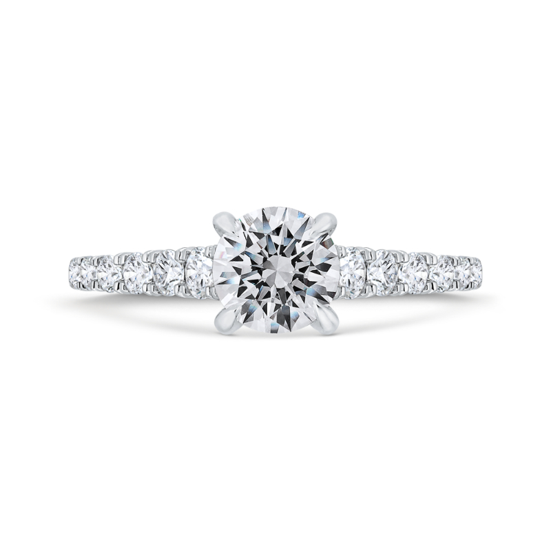 14K White Gold Round Diamond Solitaire Plus Engagement Ring with Milgrain (Semi-Mount)