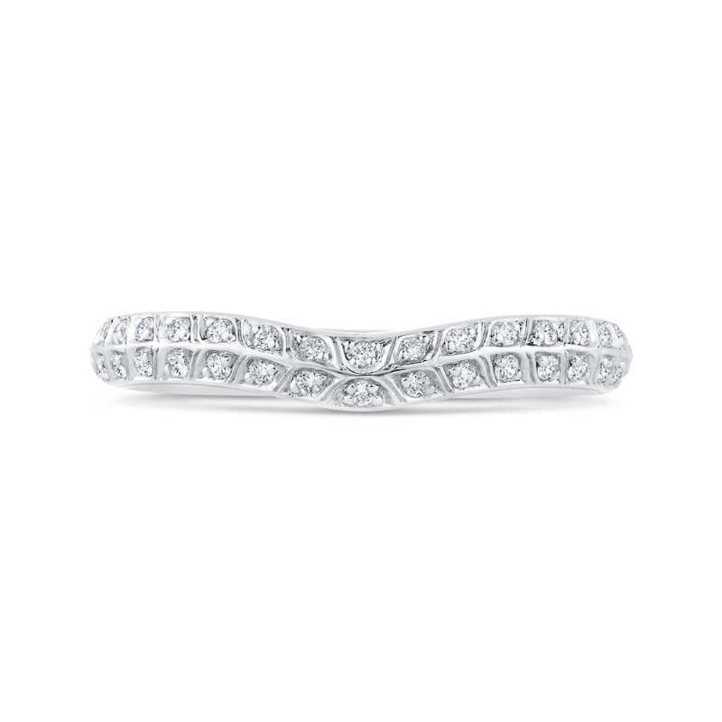 14K White Gold Double Row Diamond Wedding Band