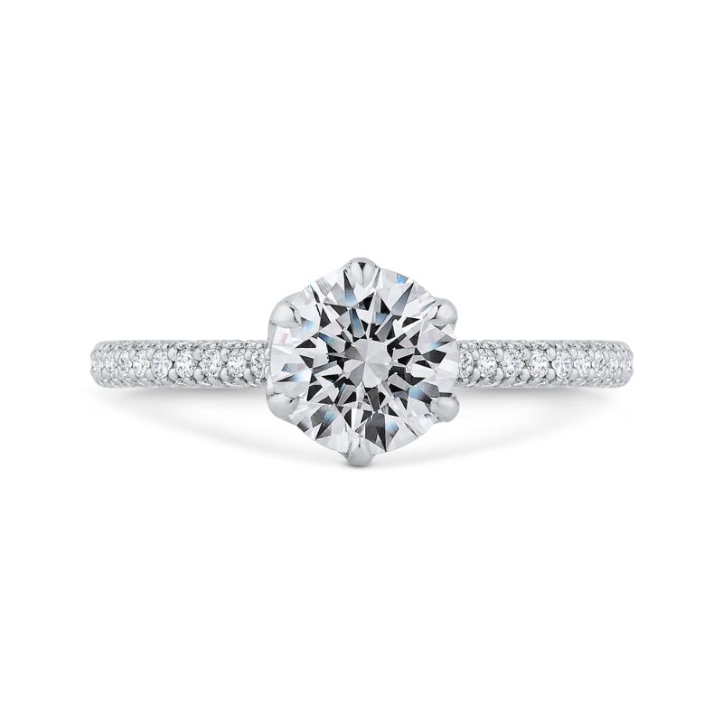 14K White Gold Round Cut Diamond Solitaire Plus Engagement Ring (Semi-Mount)