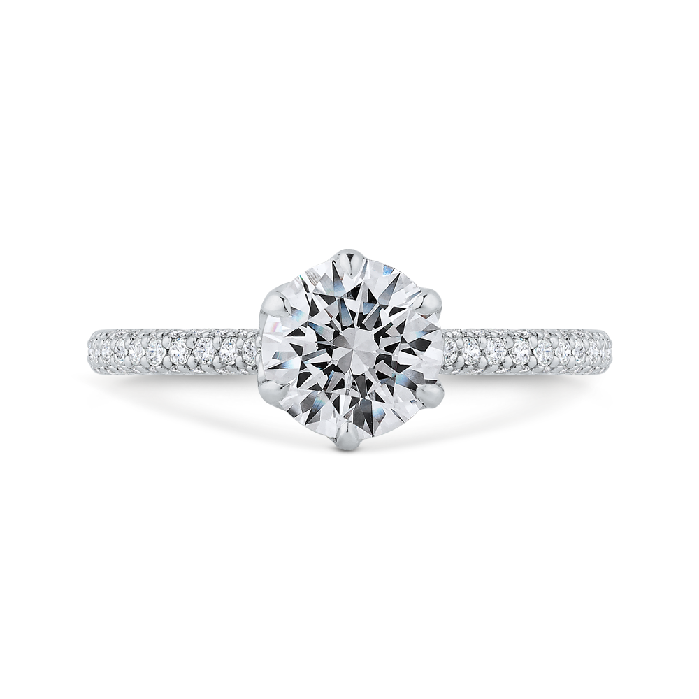 14K White Gold Round Cut Diamond Solitaire Plus Engagement Ring (Semi-Mount)