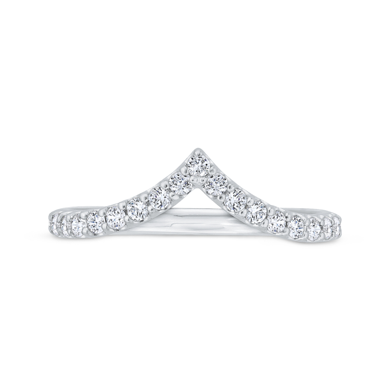 14K White Gold Round Cut Diamond Counter Wedding Band