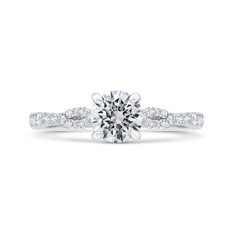 14K White Gold Round Cut Diamond Engagement Ring (Semi-Mount)