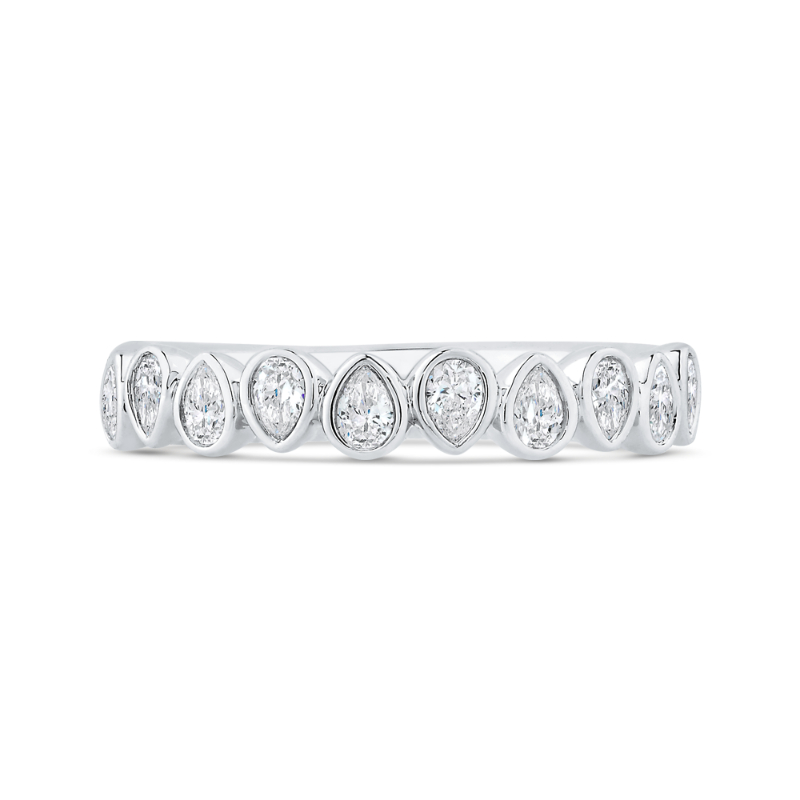 14K White Gold Round Cut Diamond Wedding Band