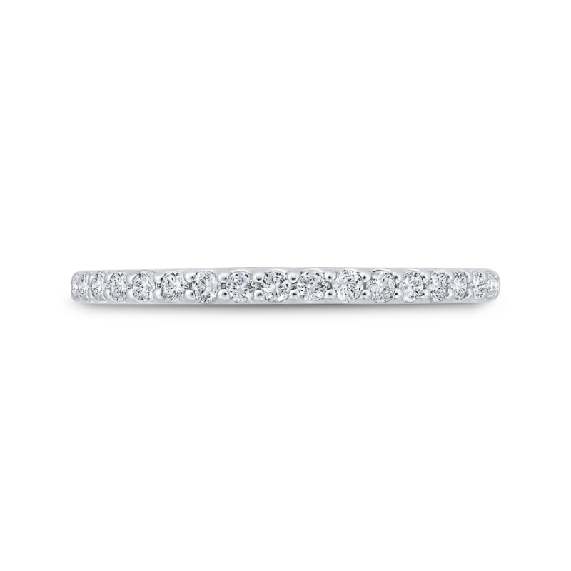 14K White Gold Round Cut Diamond Wedding Band