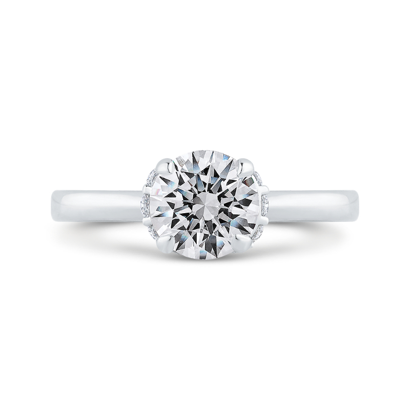 14K White Gold Round Cut Diamond Engagement Ring (Semi-Mount)