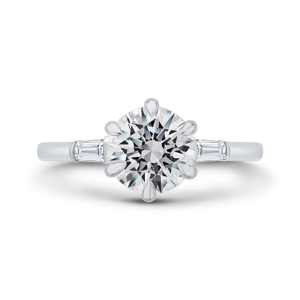 14K White Gold Round Cut Diamond Engagement Ring (Semi-Mount)