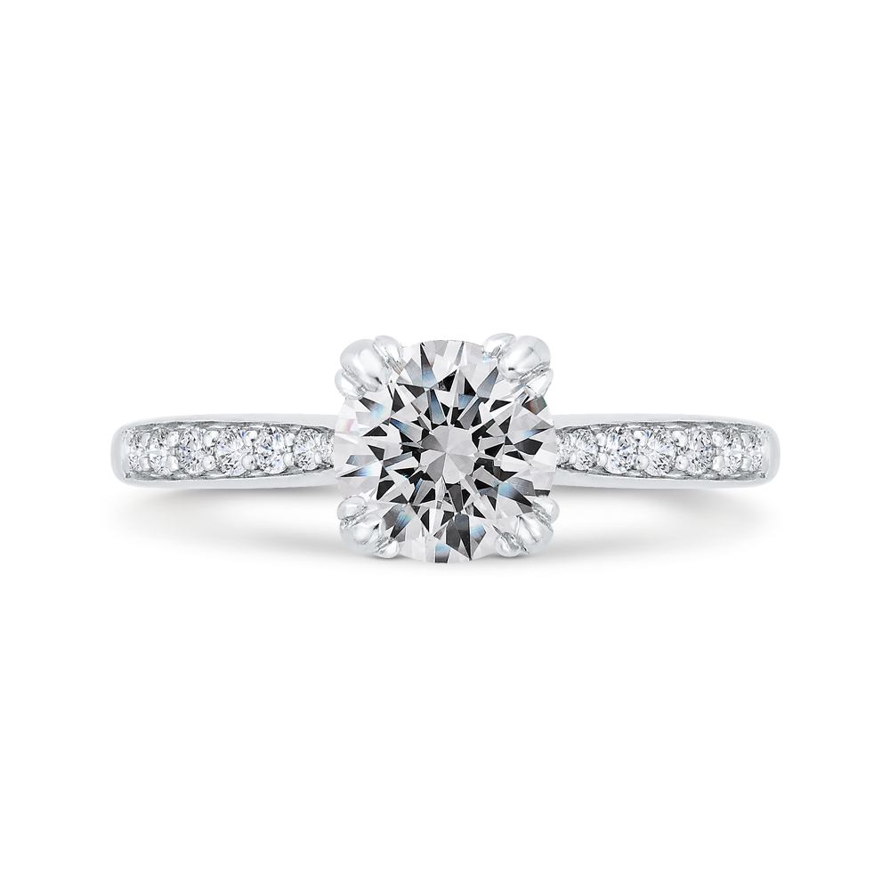 14K White Gold Round Cut Diamond Engagement Ring (Semi-Mount)