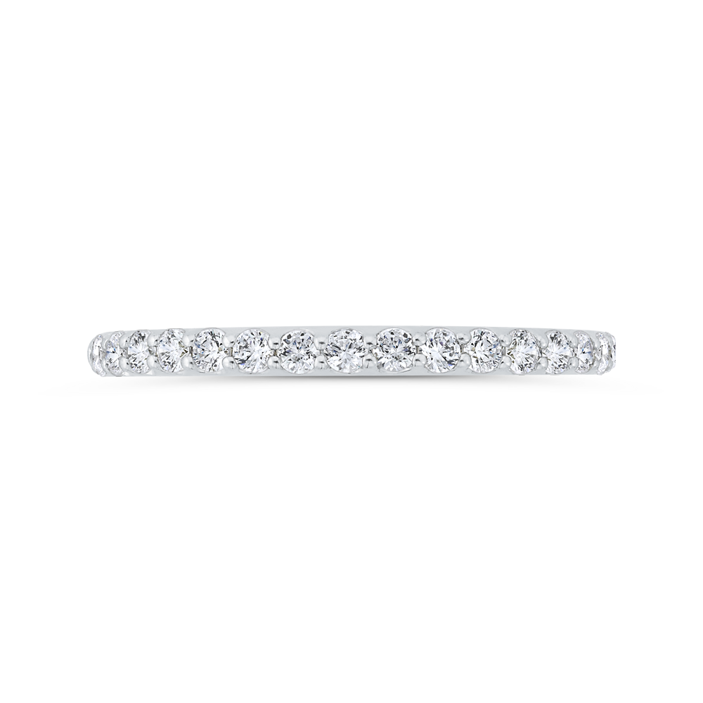 14K White Gold Round Half Run Diamond Wedding Band