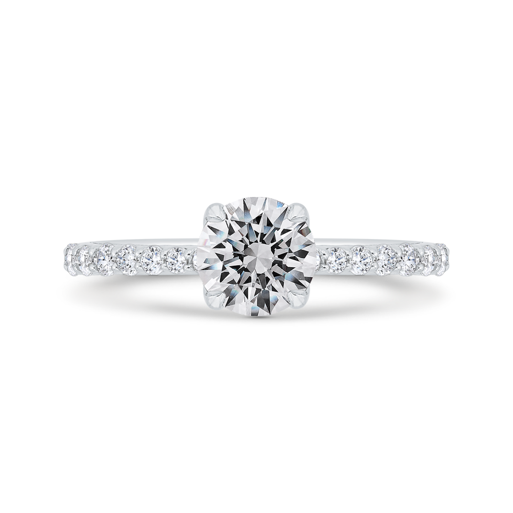 14K White Gold Round Diamond Solitaire Plus Engagement Ring (Semi-Mount)