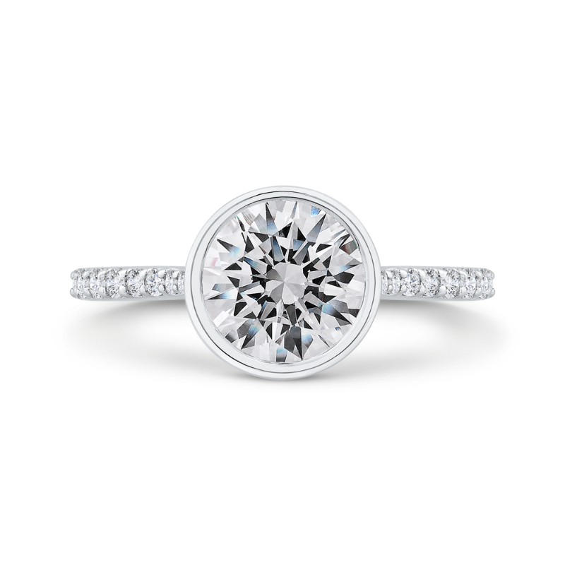 14K White Gold Round Cut Diamond Engagement Ring (Semi-Mount)